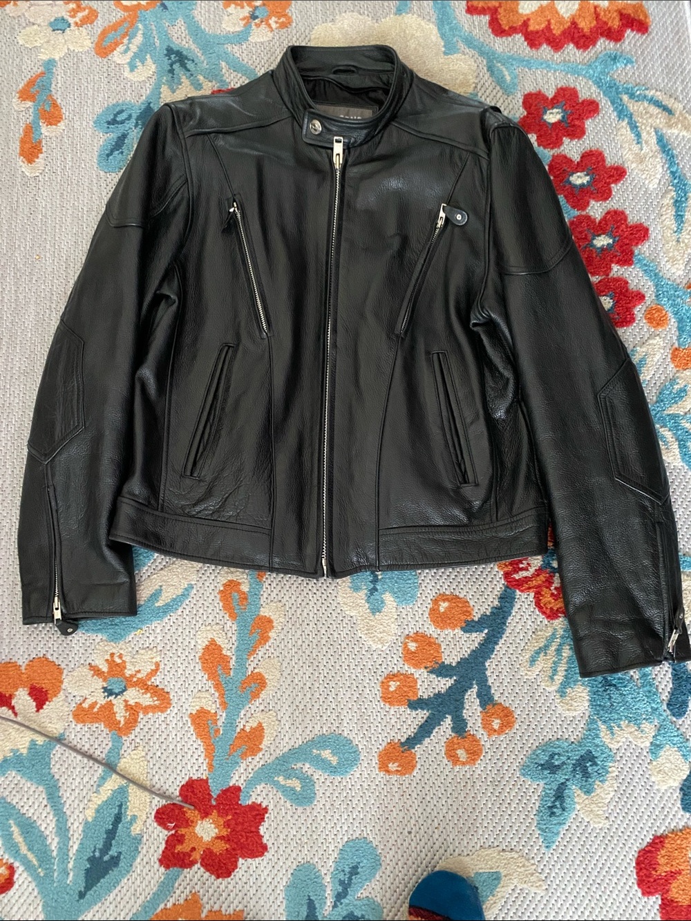 Wilsons Leather Black Men's Motorcycle-Style Bomber Jacket